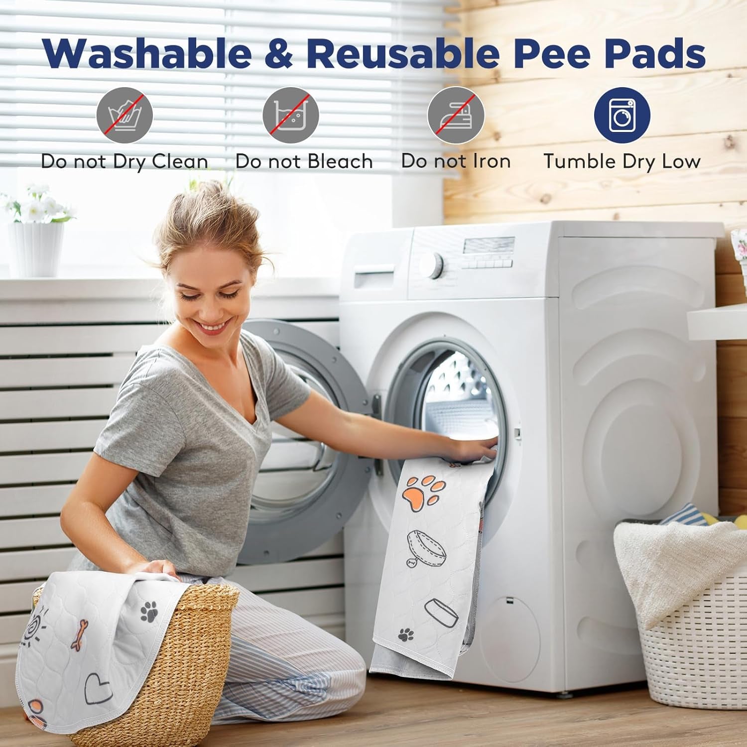 Washable Pee Pads for Dogs, 2 Pack Large 36"X41" Super Absorbent Reusable Dog Training Pads, 100% Waterproof Non-Slip Puppy Whelping Dog Playpen Indoor Pads Mat Pet Supplies