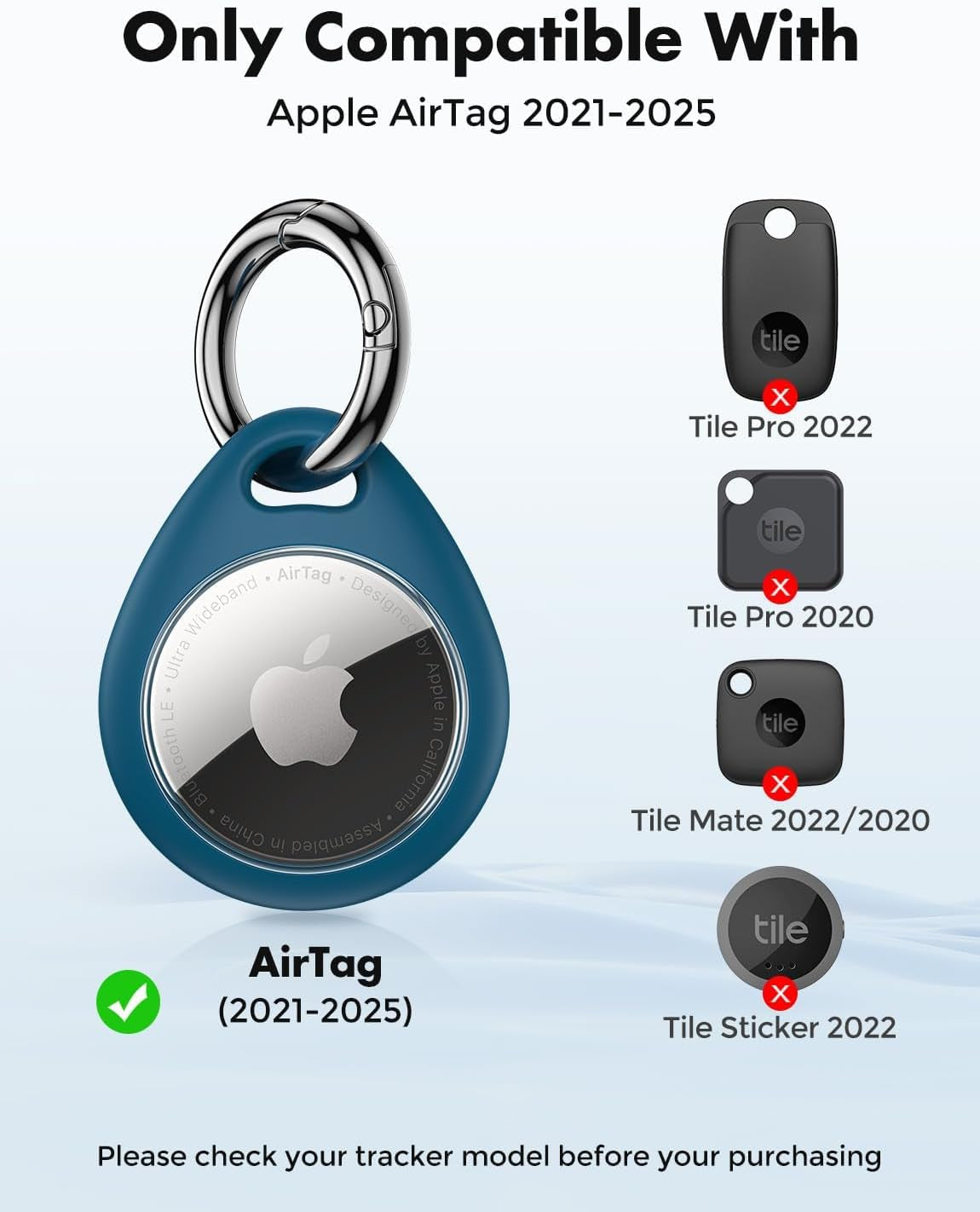 Holder for Apple Airtag - 4 Pack [Fit Tightly Design] [Easy to Install] [Hold Air Tag Securely] Waterproof TPU Shell Protective Case with All Metal Keychain Key Ring Clip
