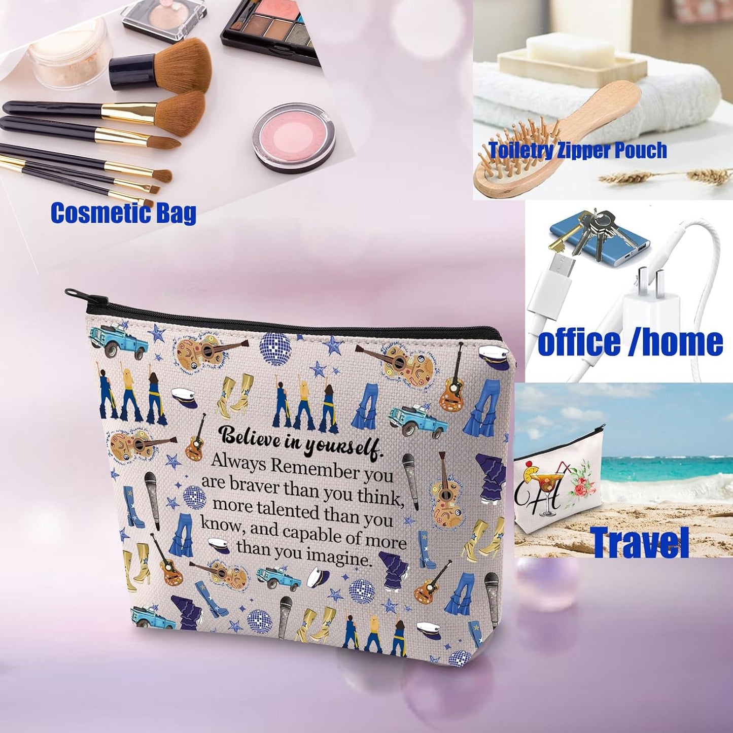 Mamma Gifts Donna and the Dynamos Makeup Bag Dance Queen Musical Gift for Mia Fans Musical Lover Zipper Pouch