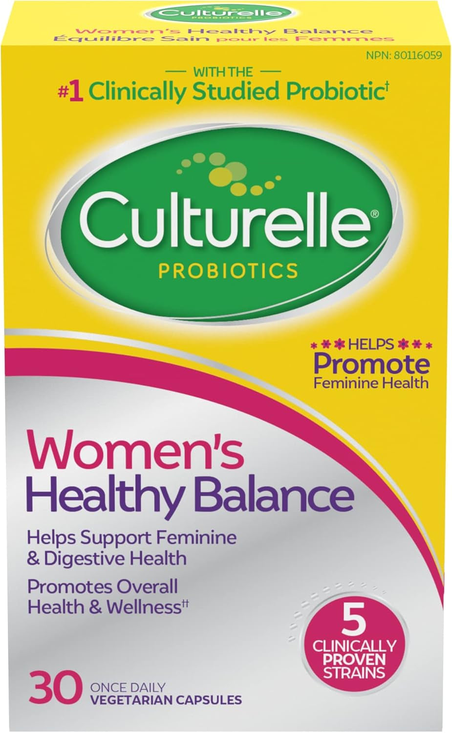 Probiotics, Women’S Healthy Balance, 30 Capsules, 5 Clinically Proven Probiotic Strains to Support Digestive, Immune & Vaginal Health*