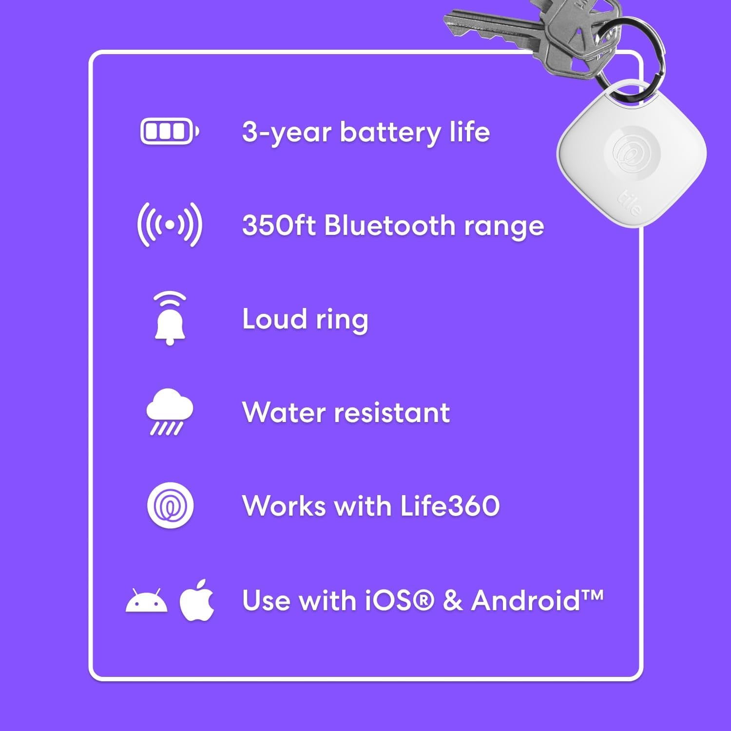 by Life360 Mate - Bluetooth Tracker, Keys Finder and Item Locator for Keys, Bags and More. Phone Finder. Both Ios and Android Compatible. 2-Pack (Black/White)