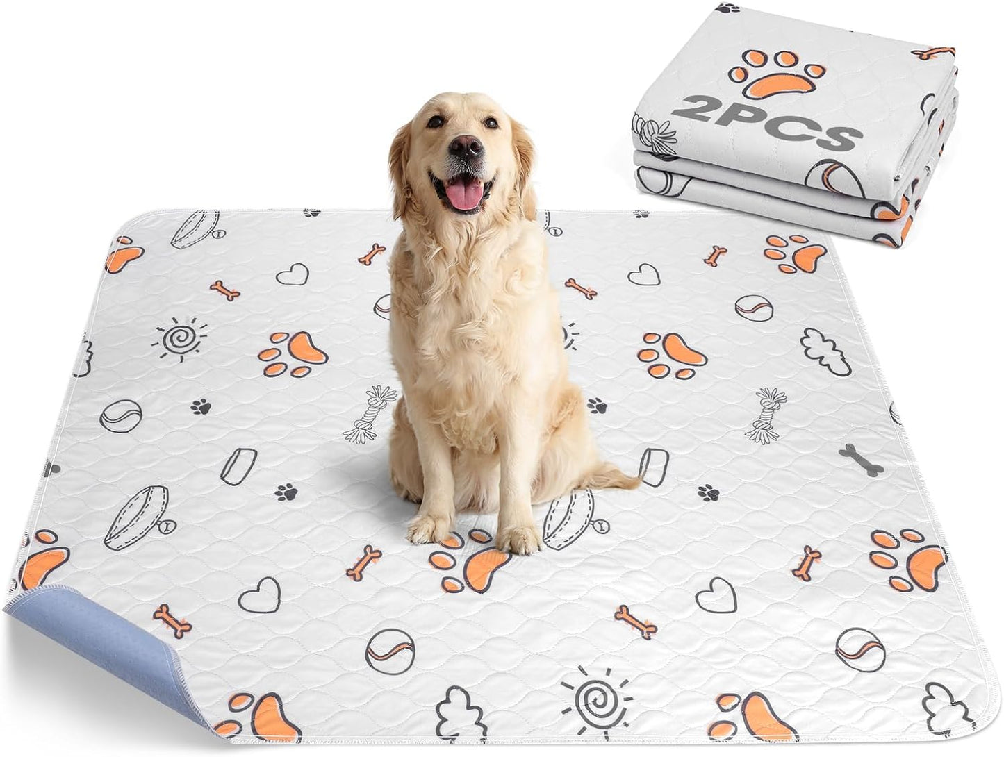 Washable Pee Pads for Dogs, 2 Pack Large 36"X41" Super Absorbent Reusable Dog Training Pads, 100% Waterproof Non-Slip Puppy Whelping Dog Playpen Indoor Pads Mat Pet Supplies