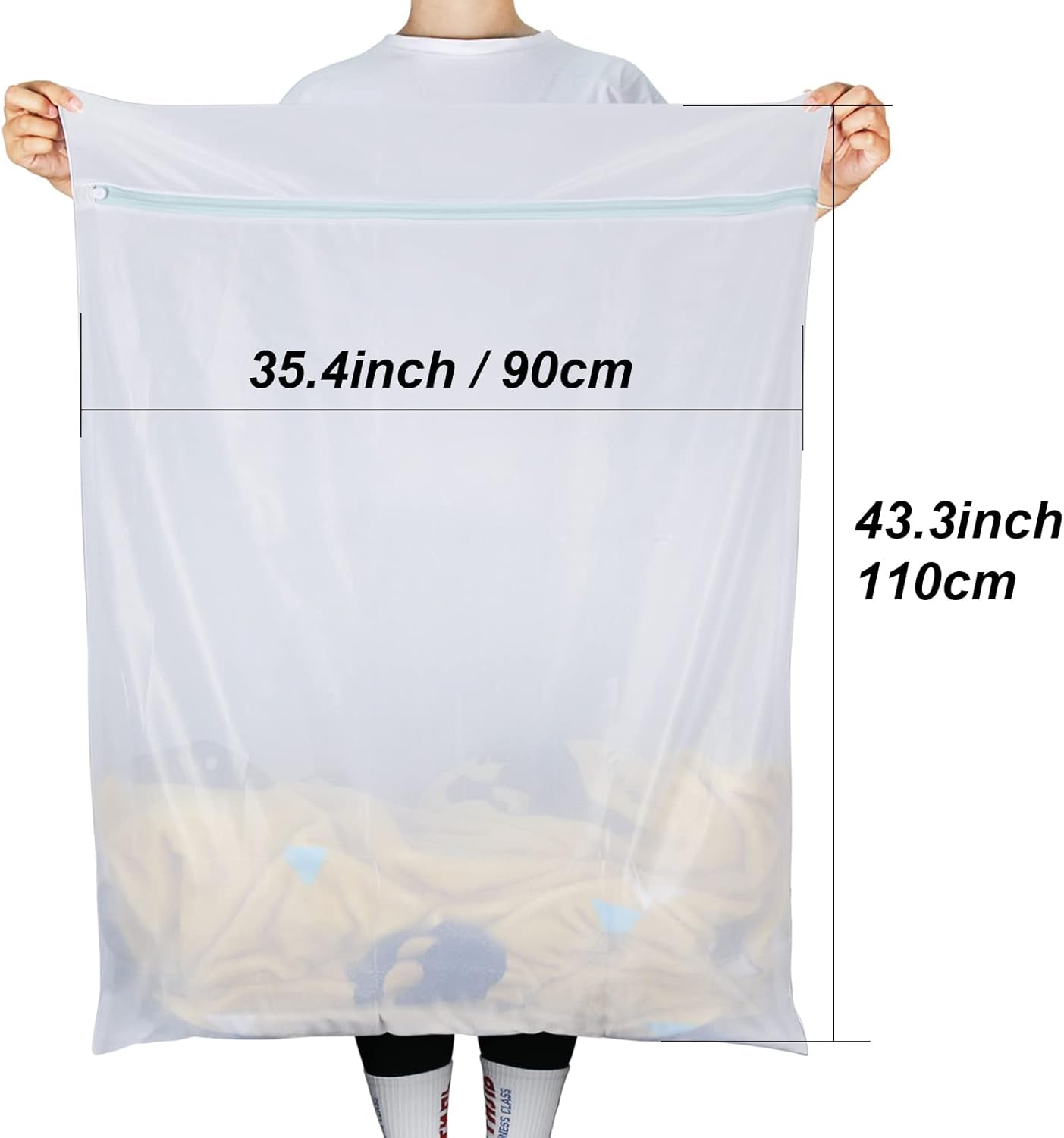 Extra Large Mesh Laundry Bags, 2 Pack 43.3 in X 35.4 in Heavy Duty Net Washing Bags with Zipper for Delicate Clothing, Toys, Bedding, Curtain
