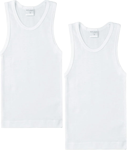 Boys' 100% Cotton Tank Tops - 2-Pack of Comfortable Athletic Undershirts