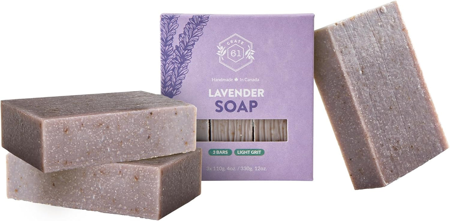 Vegan Natural Bar Soap, Handmade Soap with Premium Essential Oils, Cold Pressed Face and Body for Men Women 3 Pack, (4 Oz, Bars) (Lavender)