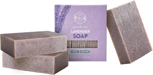 Vegan Natural Bar Soap, Handmade Soap with Premium Essential Oils, Cold Pressed Face and Body for Men Women 3 Pack, (4 Oz, Bars) (Lavender)