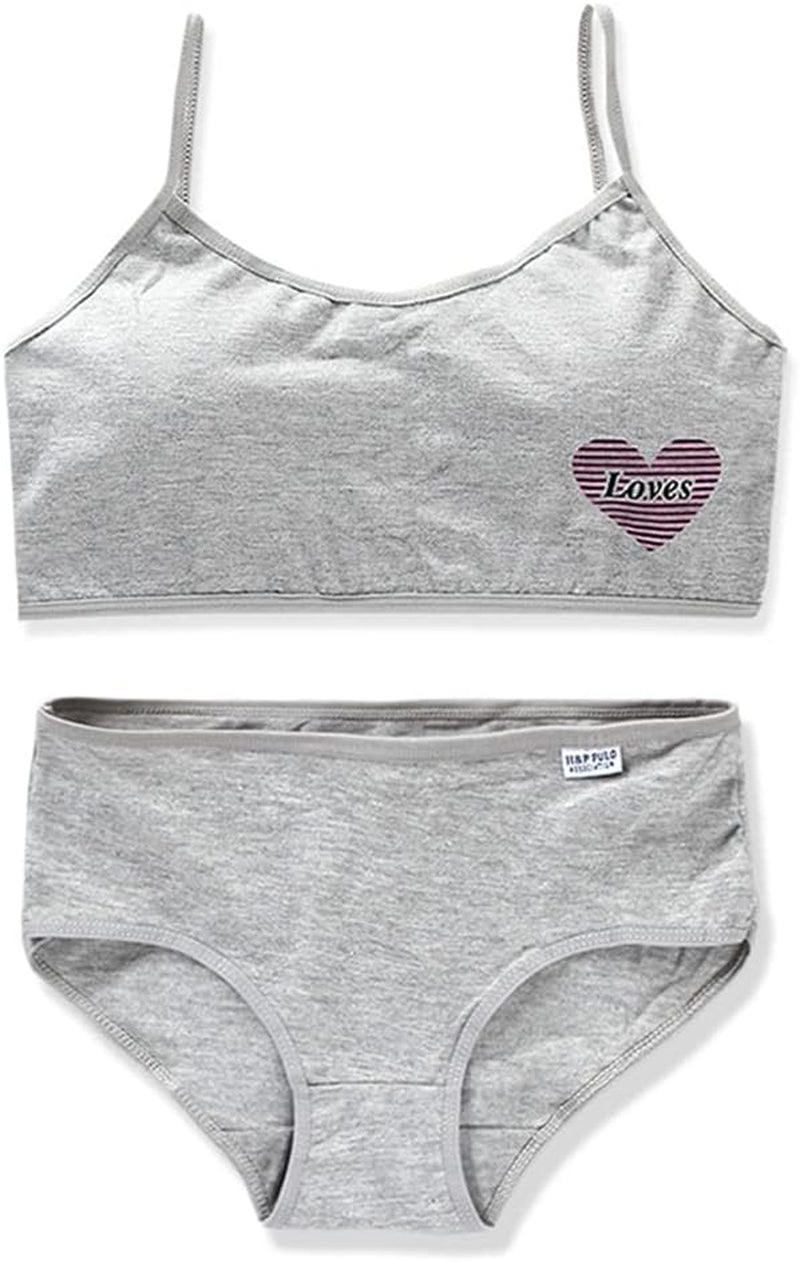 Girls’ Seamless Underwear Set - Training Bra and Matching Panties – Crop Cami Bralette and Briefs for 8-14 Age (6 Pcs) Type 1