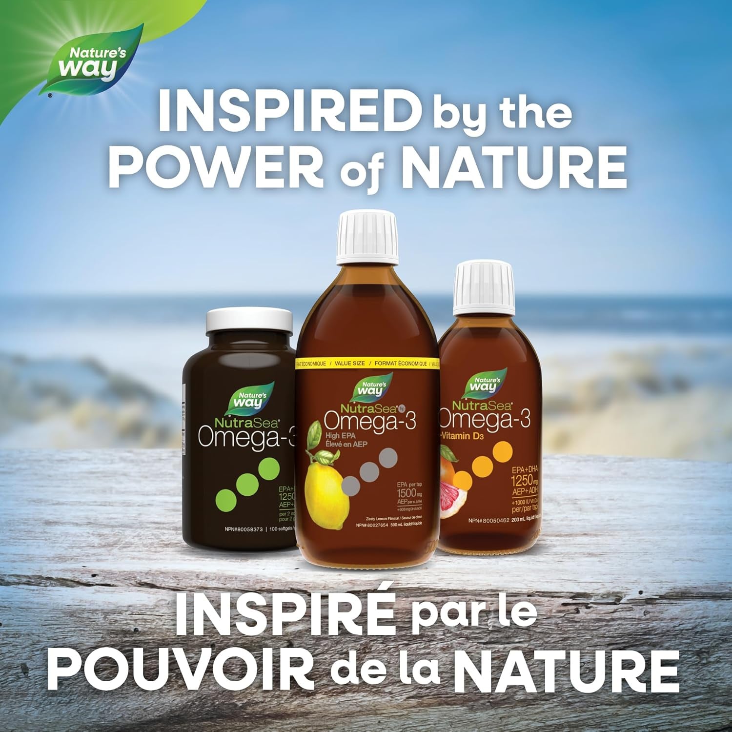 Nature'S Way  Hp Omega-3 High EPA – Omega-3 Supplement with Zesty Lemon Flavour – EPA and DHA Fish Oil – Support Healthy Heart and Brain Function in Kids and Adults, 500 Ml Liquid