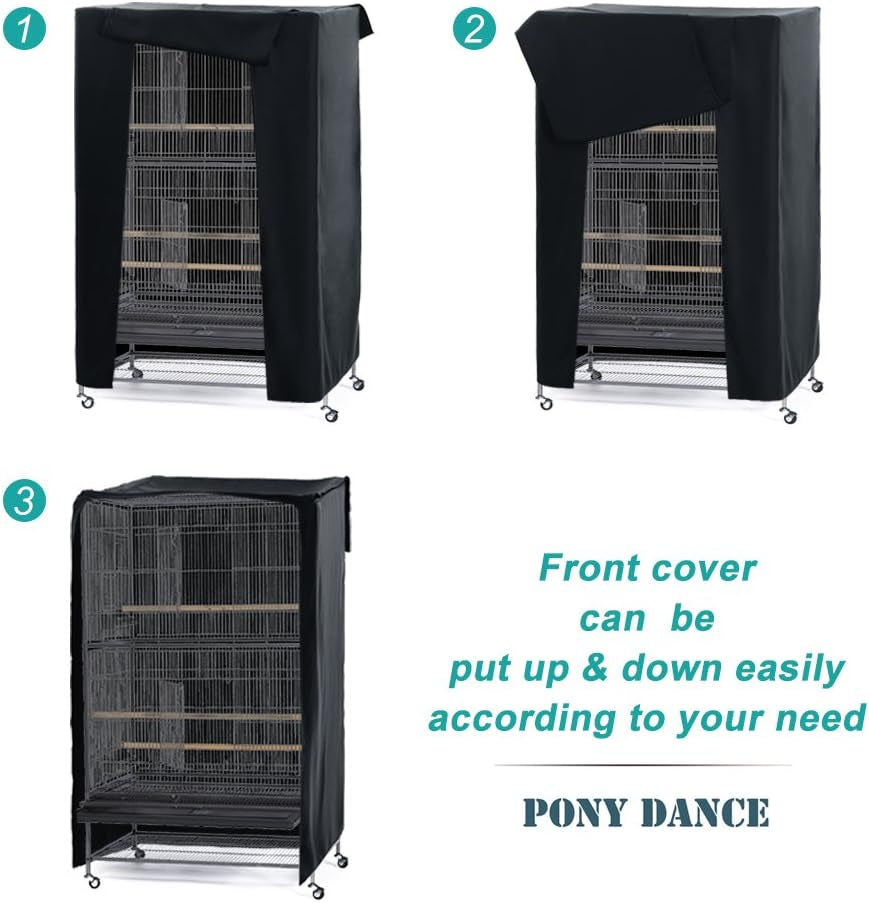 Pets Product Universal Birdcage Cover Blackout & Breathable Birdcage Cover for Pets' Good Night, Large, Black, 35 L X 25 W X 47 in H
