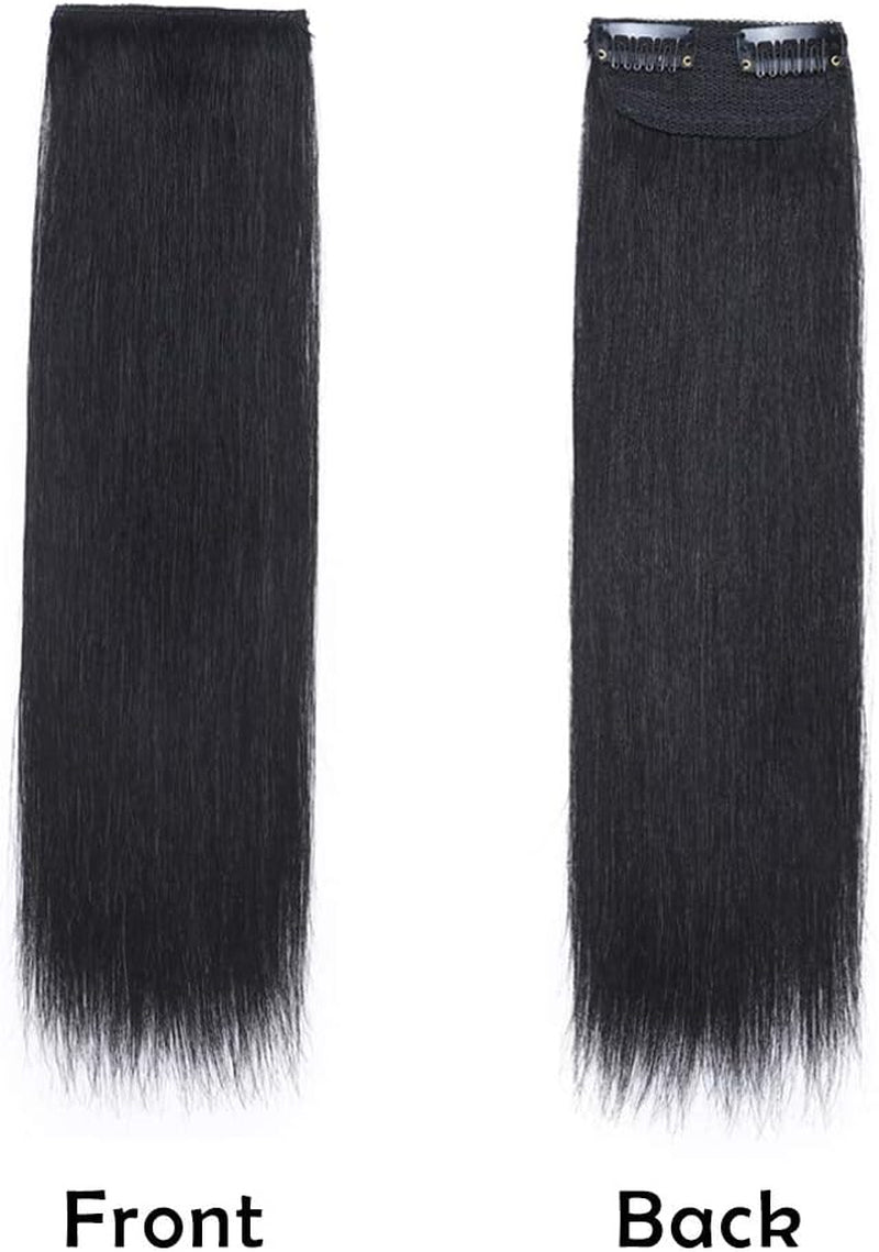 1Pcs Remy Clips in Hair Piece Invisible Hairpin Human Hair 10" Jet Black for Thinning Hair Adding Hair Volume Fluffy Short Silk Straight Hair Piece Natural Brazilian Hair Cushion (10",#01)