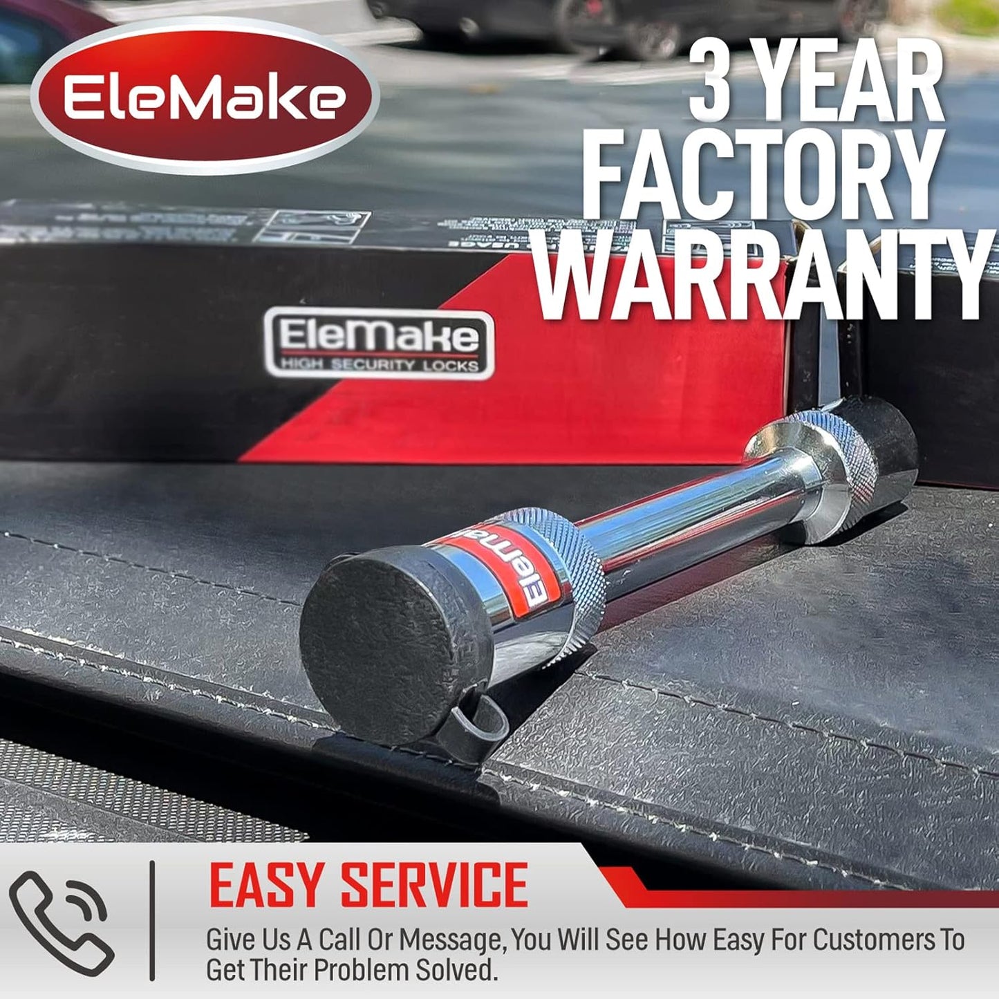 Trailer Hitch Lock - Hitch Pin Lock 5/8" Pin Tow Receiver Lock, Heavy Duty Brass Core Locking Mechanism, 3-1/2" Usable Length Fits Class III, IV, V Hitches