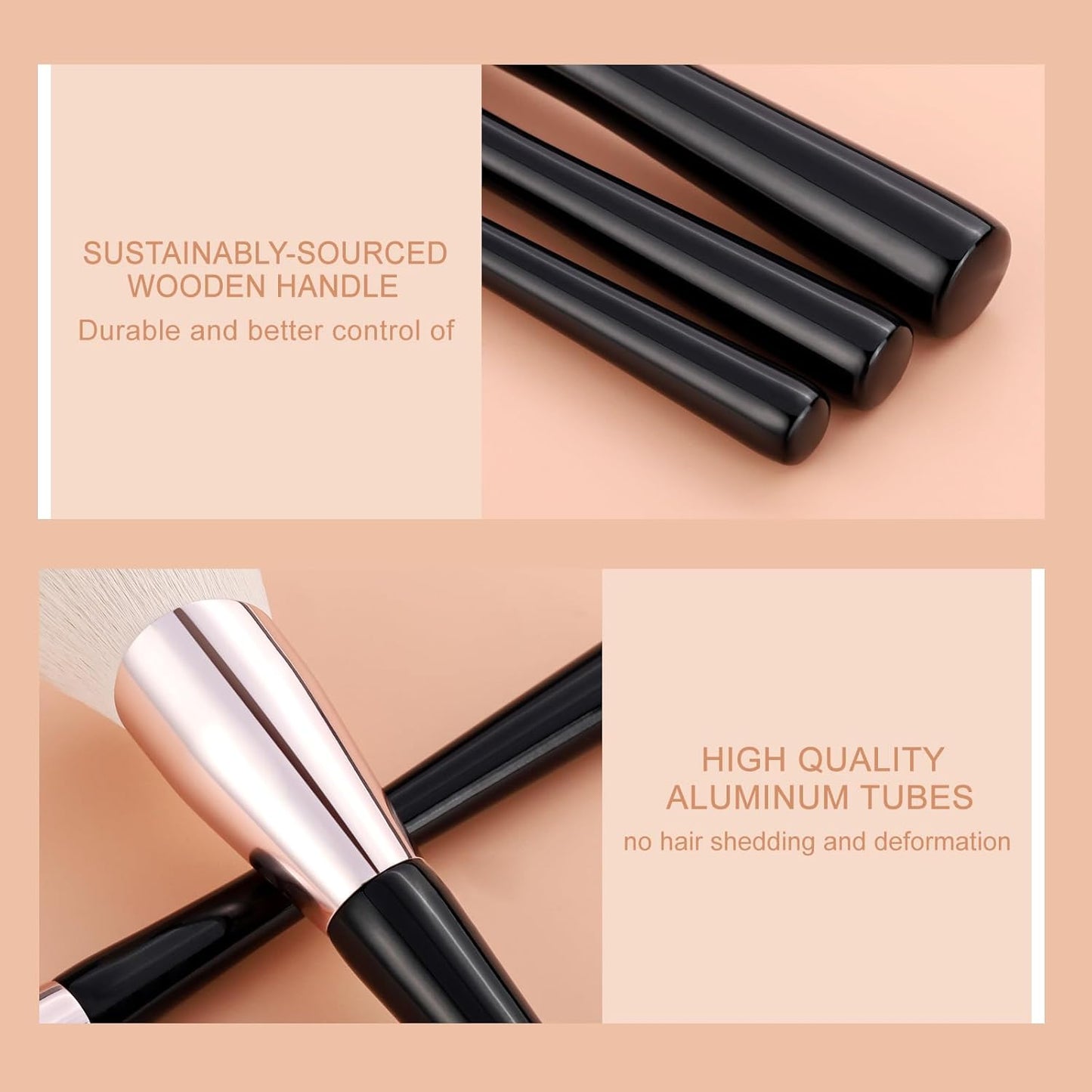 Angled Foundation Brush Concealer Brush, Premium Kabuki Makeup Brush for Liquid, Blending, Cream, Powder, Blush Buffing Stippling Face Makeup Tools White (Black, 3Pcs (170W/270W/370W))