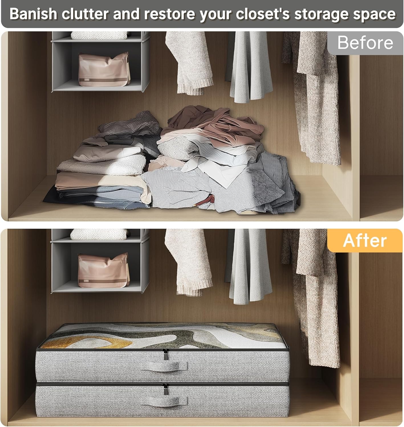 Under Bed Storage Containers 2 Pack -Underbed Storage with Plastic Cover-Organizers Bin Low Profile under Bed Storage 4.3" Thin Slim -Bedding/Rv Storage/Blanket/Shoe/Clothes Drawers
