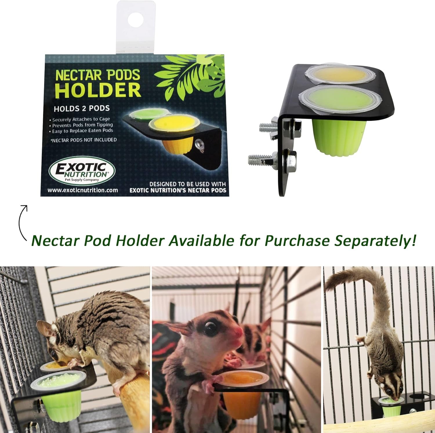 Nectar Pods (Variety 4 Pack) - Calcium-Fortified Jelly Fruit Treat - Sugar Gliders, Marmosets, Squirrels, Parrots, Cockatiels, Parakeets, Birds, Hamsters, Day Geckos, Kinkajous & Other Small Pets