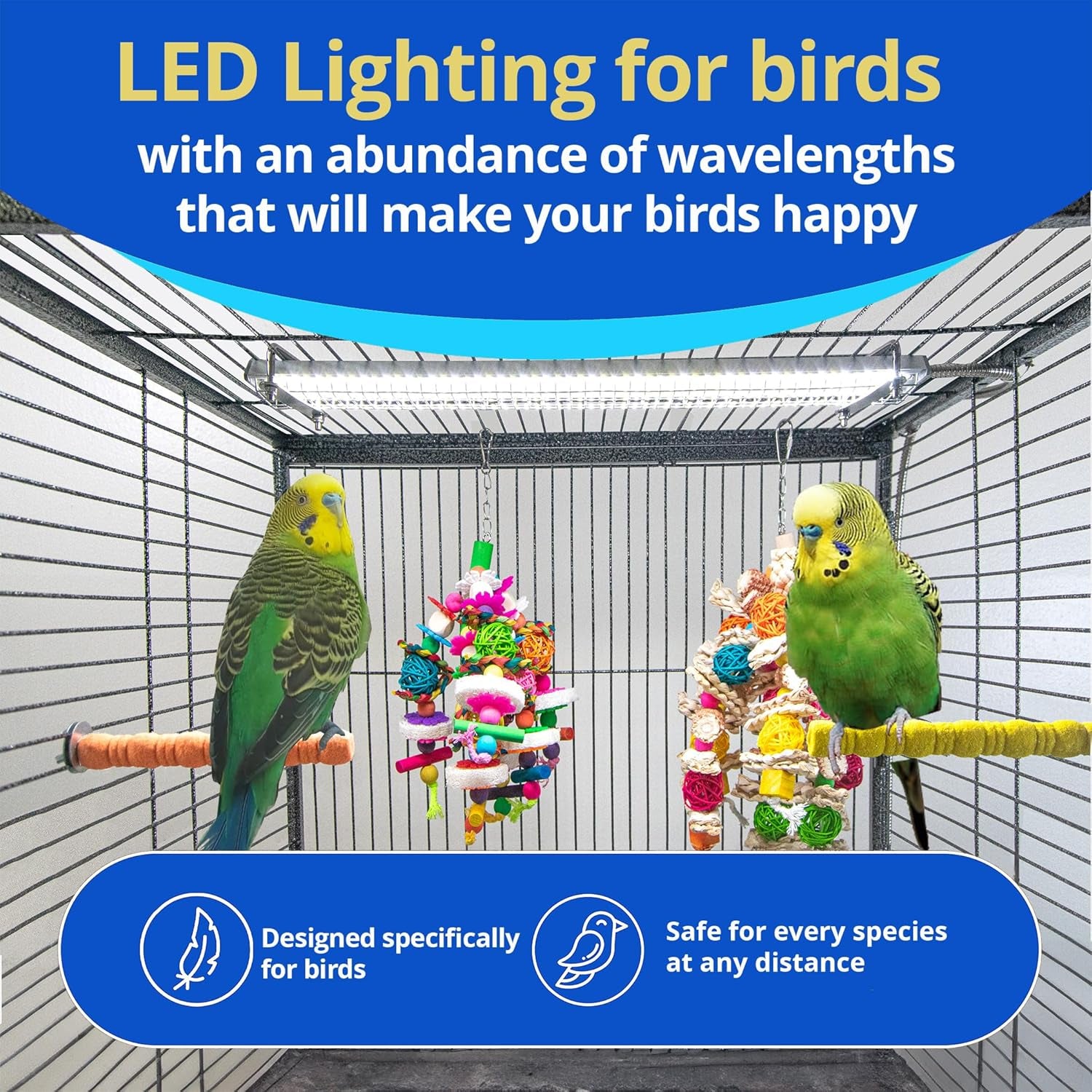 - Bird Cage Light for Soft Bill & Hook Bill Birds- Full Spectrum LED Pet Lamp (24" Hookbill Light)