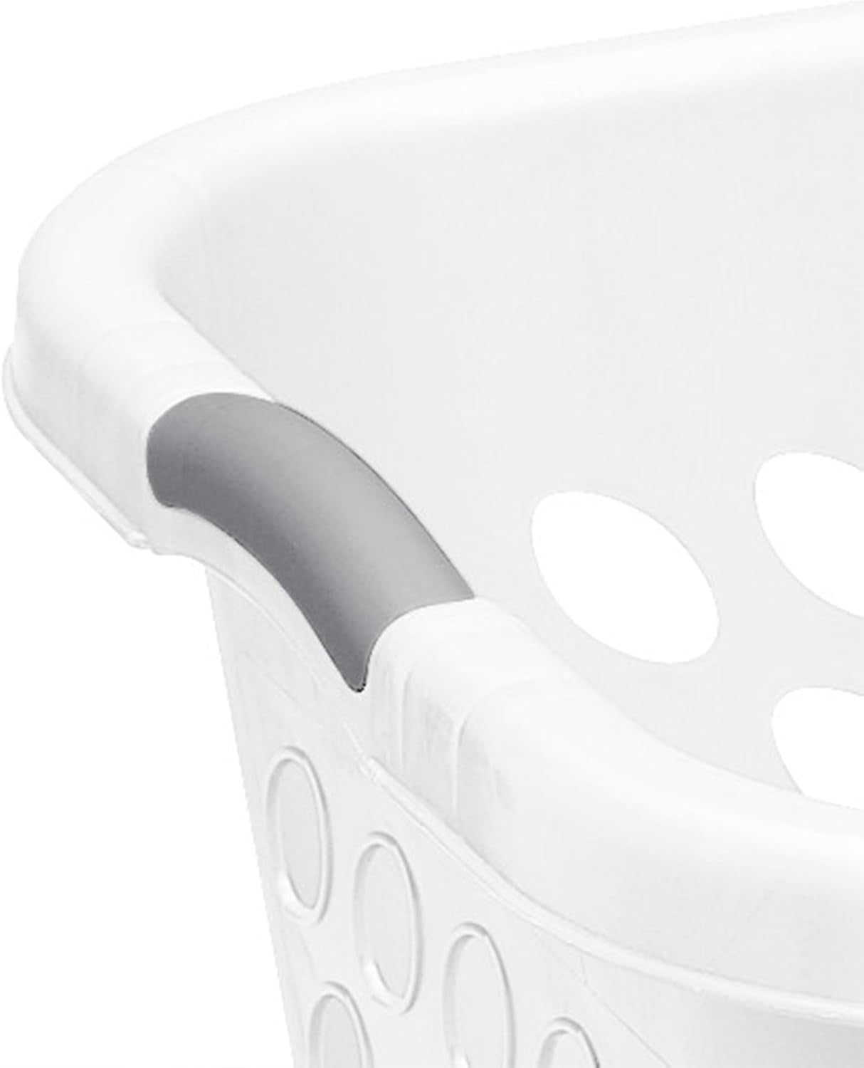 6 Pack Square Laundry Basket, Sturdy Plastic Clothes Hamper, 1.5 Bushel, White - Dirty Clothing Storage Organizer with Handles for Bedroom, Bathroom, and Closet