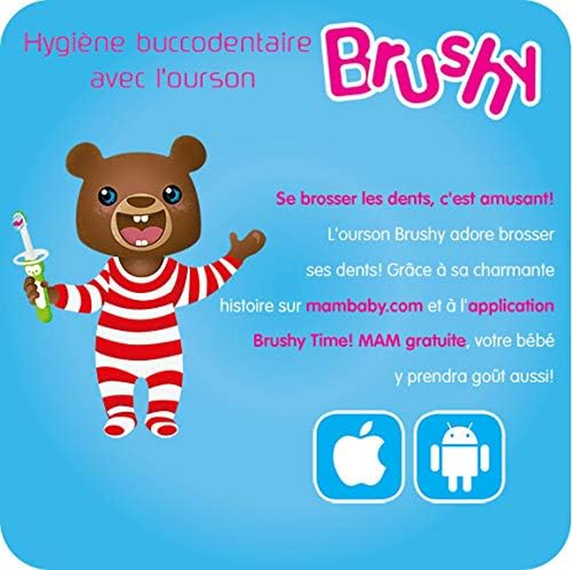 Learn to Brush Set (1 Baby'S Brush Toothbrush, 1 Training Brush, 1 Safety Shield), Baby Toothbrushes with Brushy the Bear, Interactive App, for Girls 5+ Months, Pink
