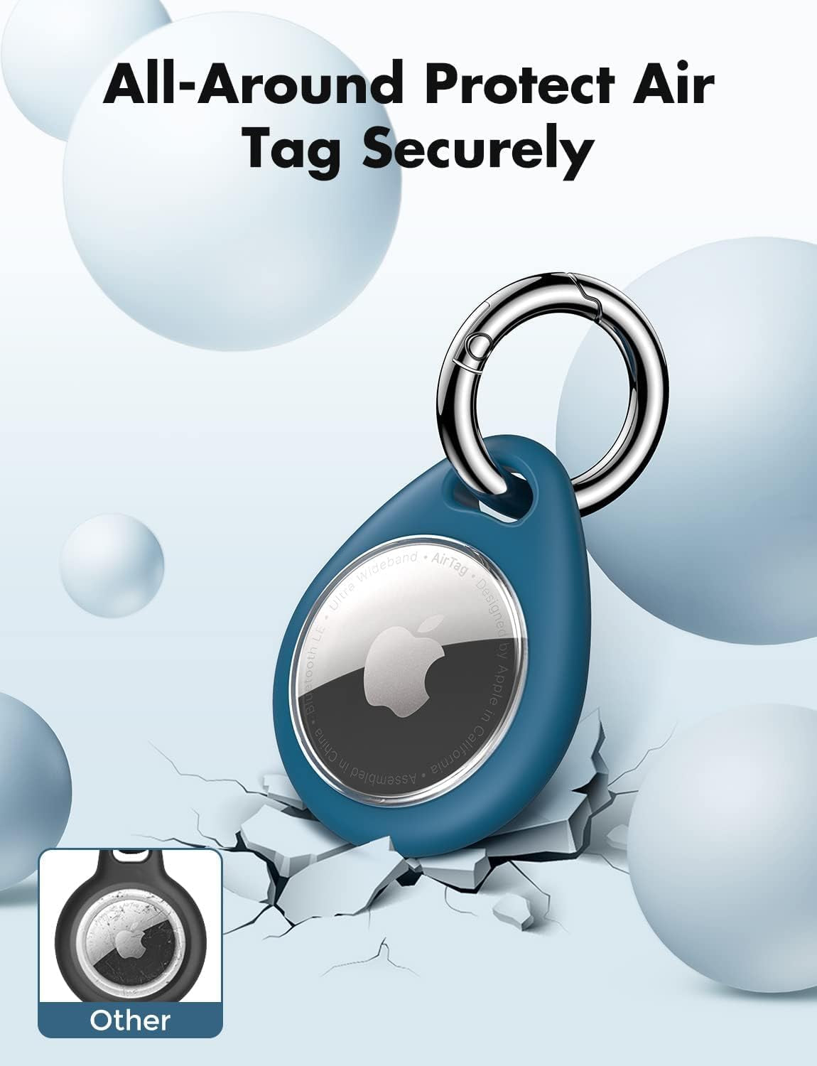 Holder for Apple Airtag - 4 Pack [Fit Tightly Design] [Easy to Install] [Hold Air Tag Securely] Waterproof TPU Shell Protective Case with All Metal Keychain Key Ring Clip