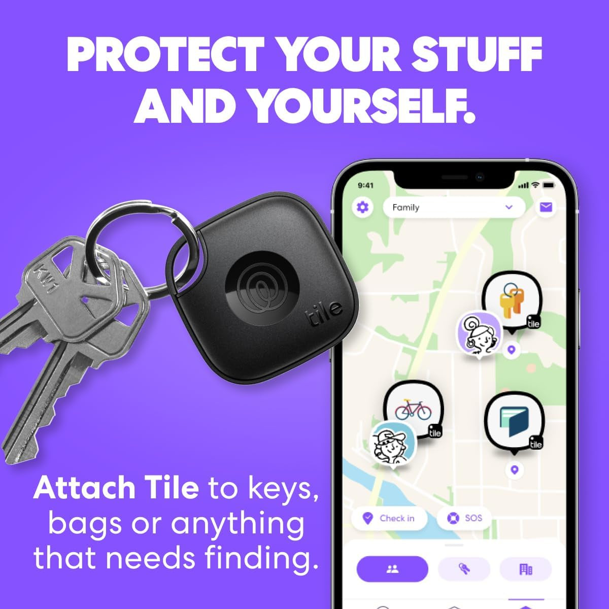 by Life360 Mate - Bluetooth Tracker, Keys Finder and Item Locator for Keys, Bags and More. Phone Finder. Both Ios and Android Compatible. 2-Pack (Black/White)