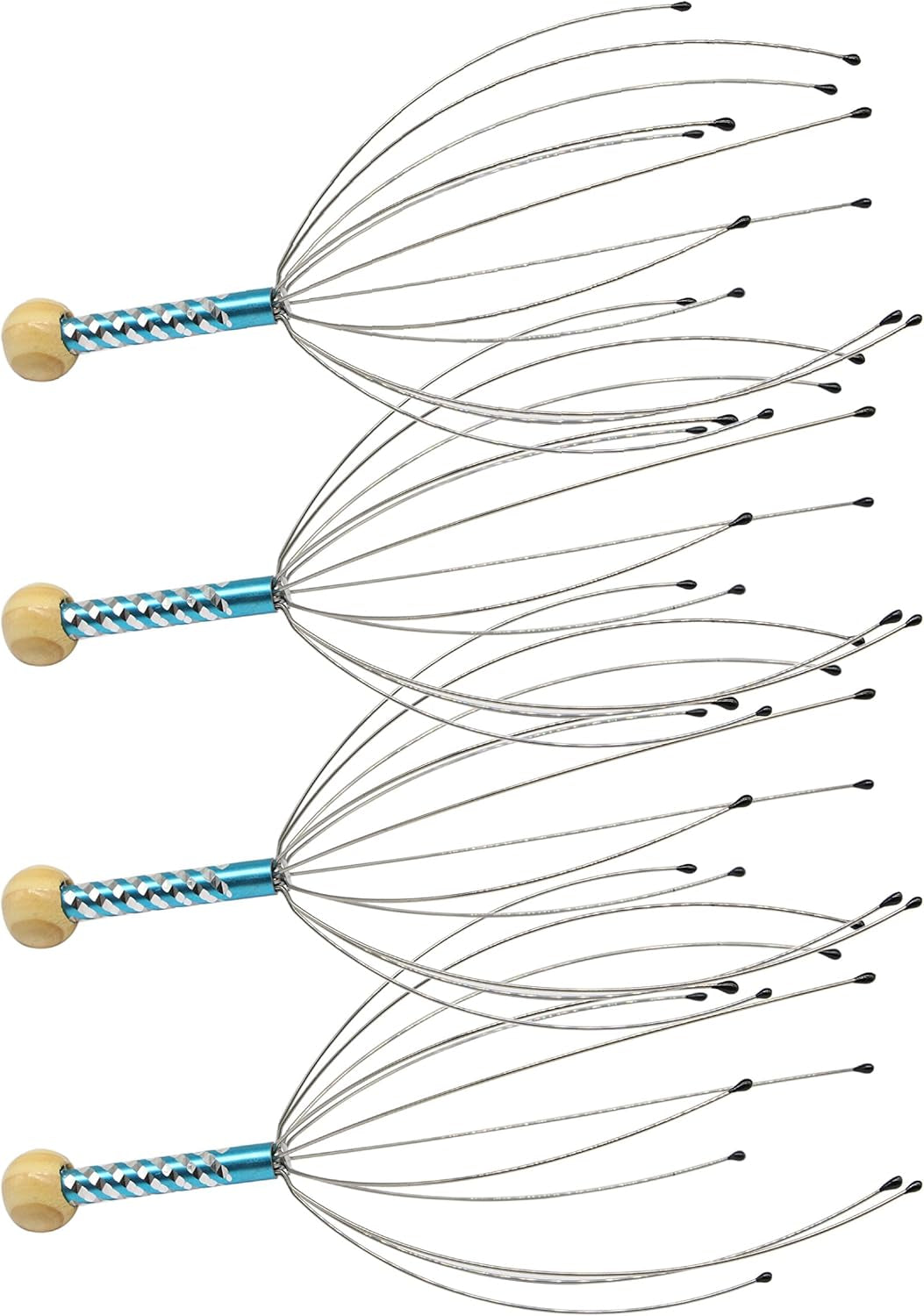 Massager 4-Pack - Handheld Head Massage Tingler, Deep Relaxation & Stress Reduction & Stimulation of Scalp Neck Massager (Blue)